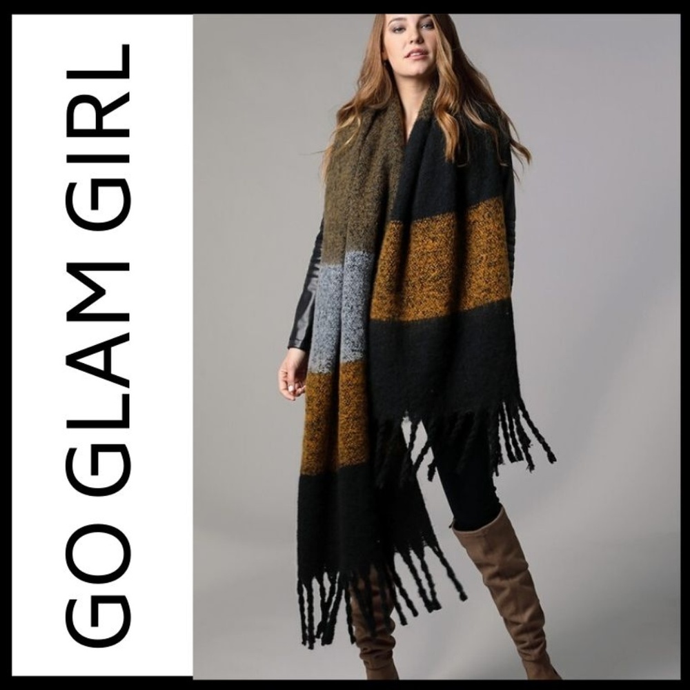 NWT Soft Chunky Wide Stripe Oversized Scarf - Picture 5 of 5